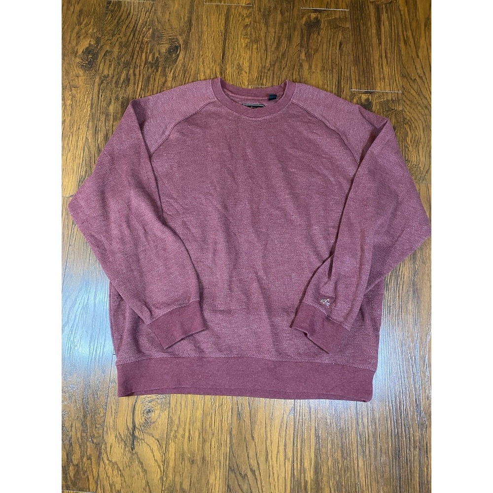 Greg Norman Mens XXL‎ Burgundy Heathered Textured Crewneck Sweatshirt Shark Logo